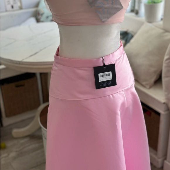 Brand New Cynthia Rowley High-Low Light Pink Satin Maxi Skirt -BNWT - Picture 7 of 9
